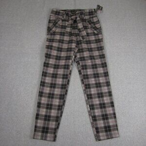 Soho Apparel Pants Size‎ Small Black Plaid Ankle Length Stretch Career Tie Waist